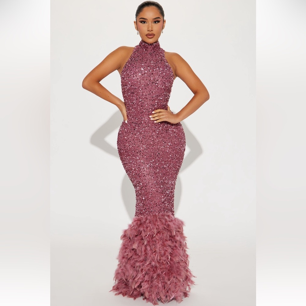Fashion Nova Sparkling Maxi Dress - Mauve
